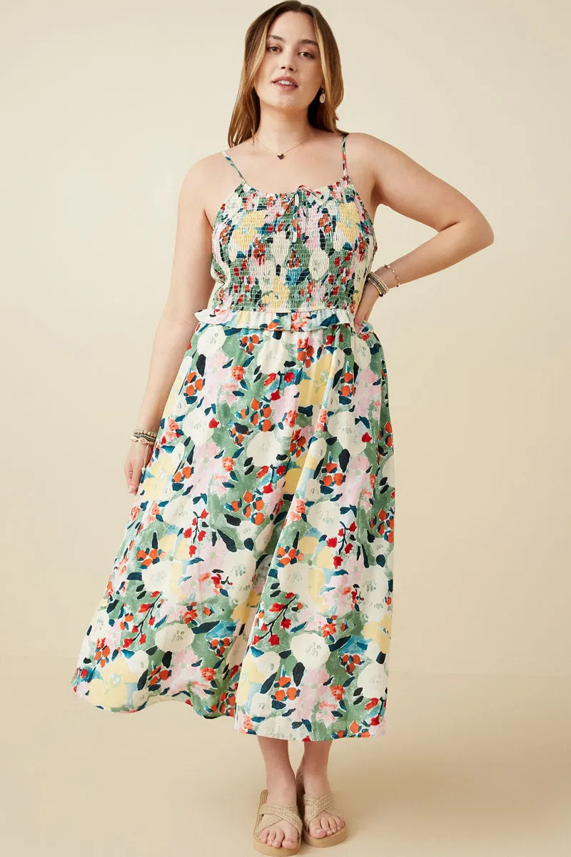 Women Floral Tie Detail Smocked Tank Dress sold by Hayden