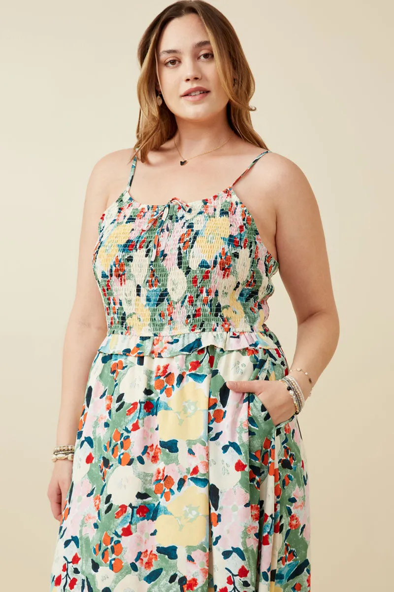 Women Floral Tie Detail Smocked Tank Dress sold by Hayden product image thumbnail 2