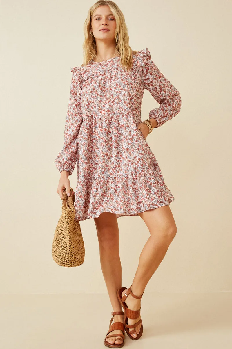 Womens Ditsy Floral Ruffled Shoulder Tiered Dress sold by Hayden product image thumbnail 3
