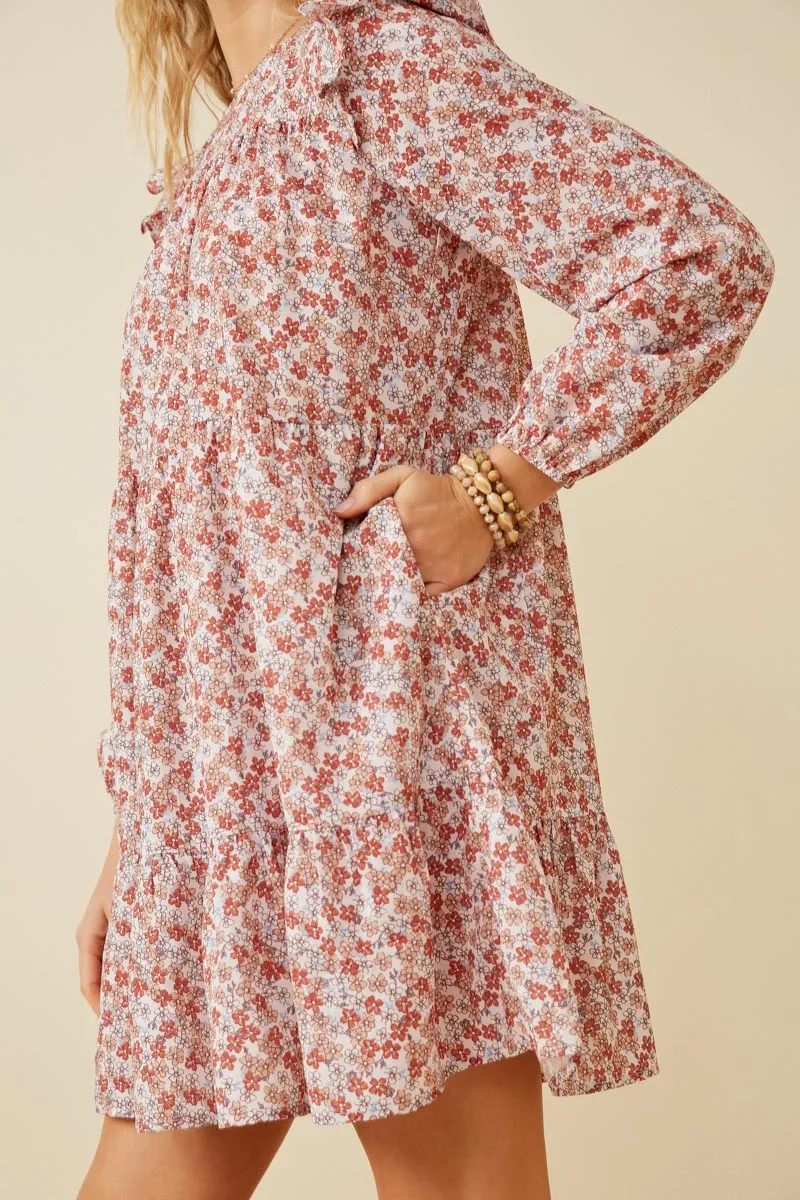 Womens Ditsy Floral Ruffled Shoulder Tiered Dress sold by Hayden product image thumbnail 4