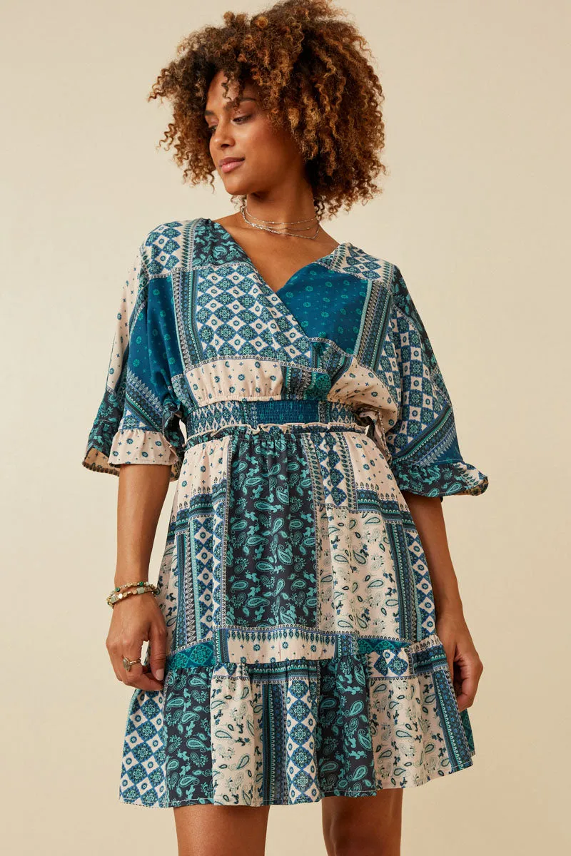 Womens Ruffled Dolman Sleeve Smocked Patch Print Dress sold by Hayden product image thumbnail 5