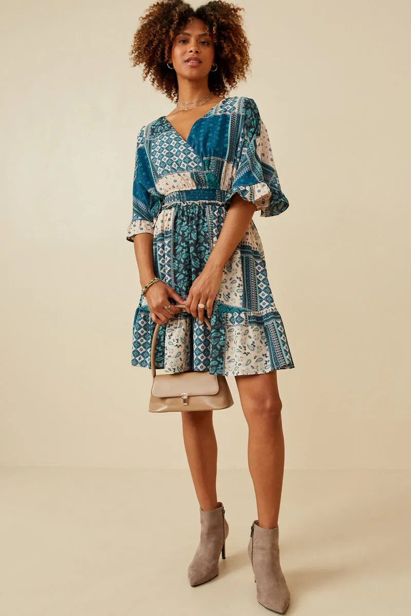 Womens Ruffled Dolman Sleeve Smocked Patch Print Dress sold by Hayden product image thumbnail 2