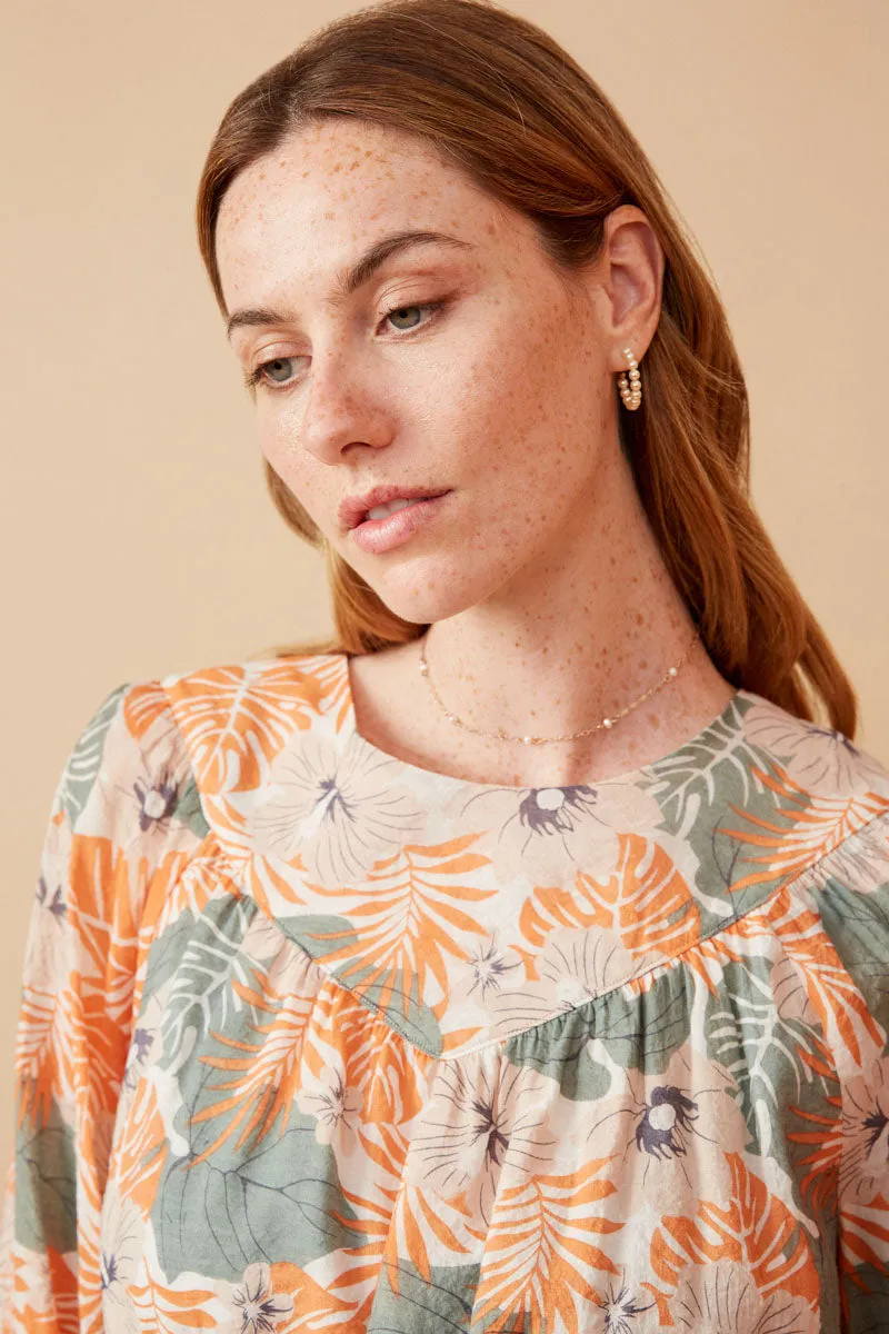 Women Floral Foliage Print Long Sleeve Peplum Top sold by Hayden product image thumbnail 4