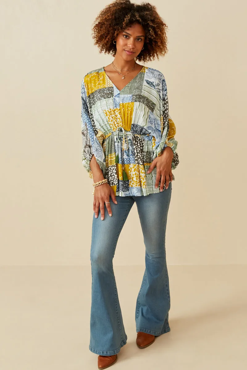 Womens Patch Print V Neck Cinched Waist Top sold by Hayden product image thumbnail 2