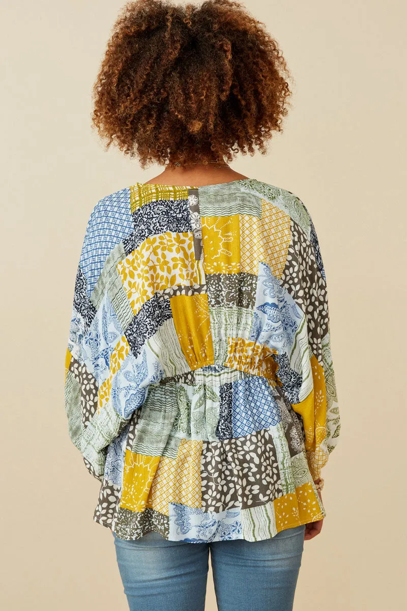 Womens Patch Print V Neck Cinched Waist Top sold by Hayden product image thumbnail 4