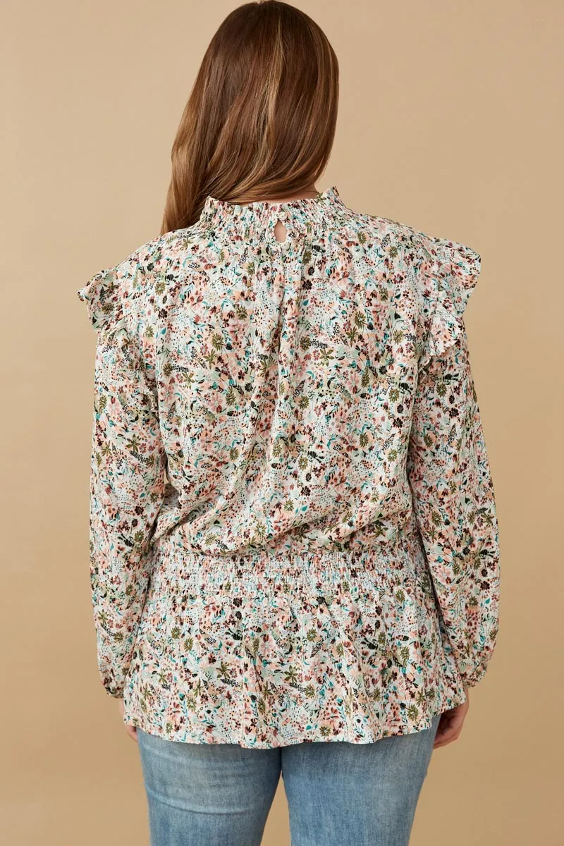 Womens Ditsy Print Long Sleeve Smock Detail Top sold by Hayden product image thumbnail 4