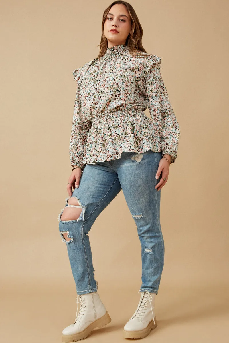 Womens Ditsy Print Long Sleeve Smock Detail Top sold by Hayden product image thumbnail 2