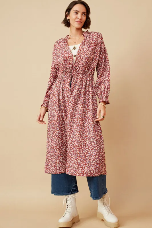 Womens Ditsy Floral Tie Front Duster sold by Hayden