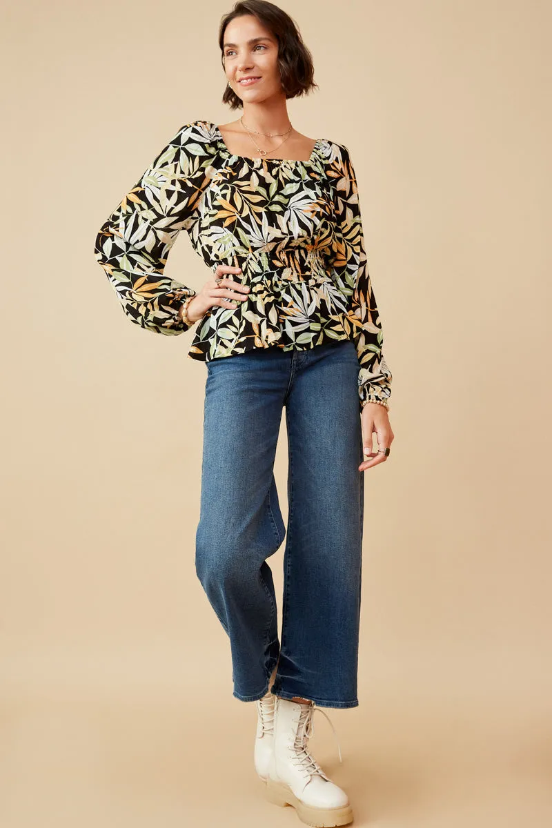 Womens Multi Botanical Print Smocked Peplum Top sold by Hayden product image thumbnail 3