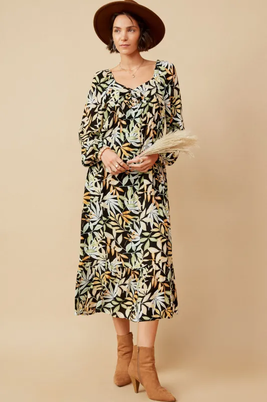 Womens Multi Botanical Print Smocked Back Dress made by Hayden