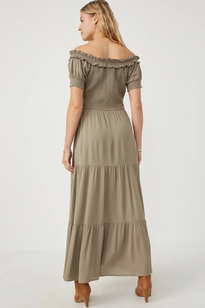 Womens Ruffle Off Shoulder Smocked Tiered Dress sold by Hayden product image thumbnail 4