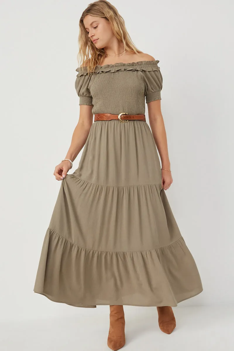 Womens Ruffle Off Shoulder Smocked Tiered Dress sold by Hayden product image thumbnail 5
