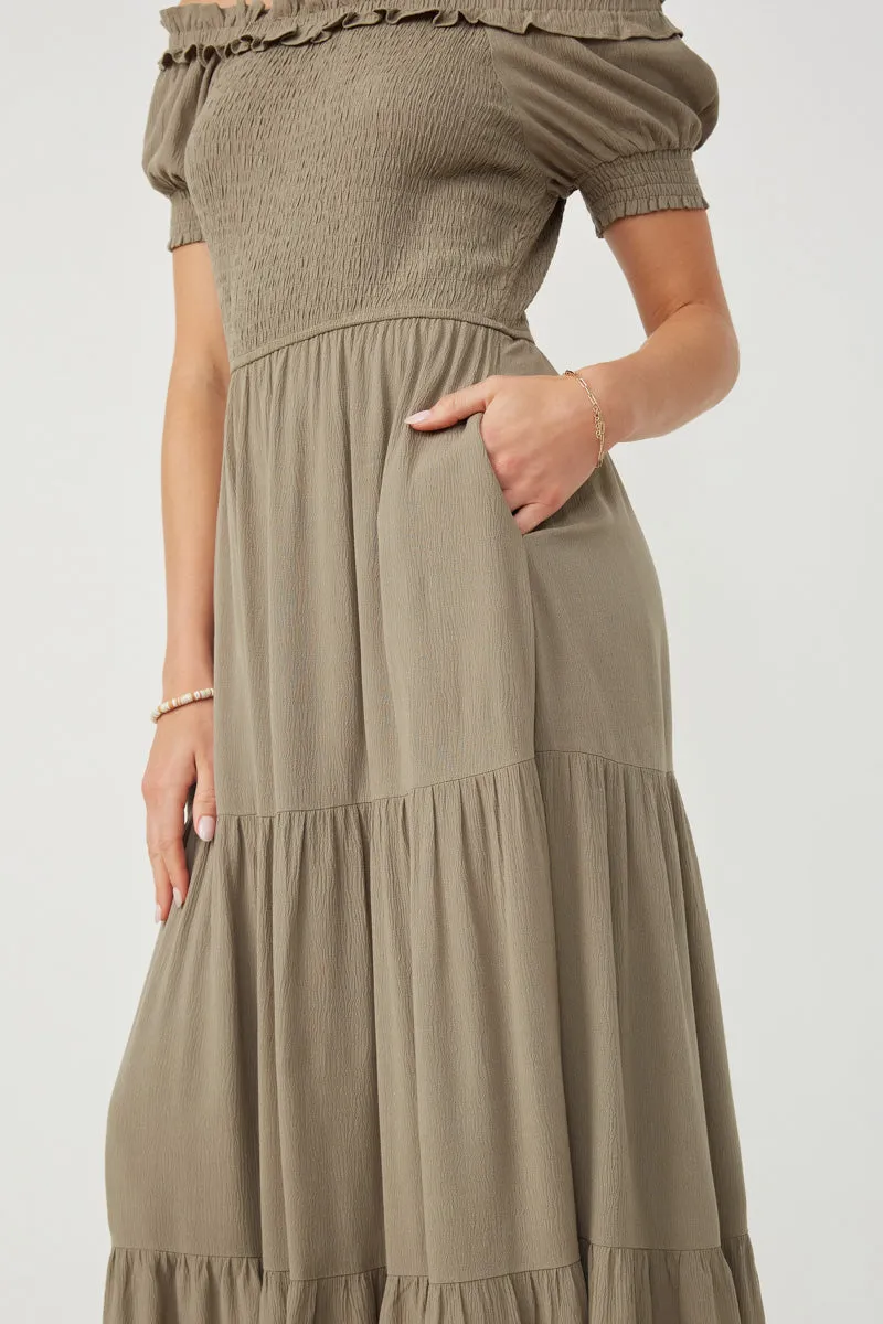 Womens Ruffle Off Shoulder Smocked Tiered Dress sold by Hayden product image thumbnail 3