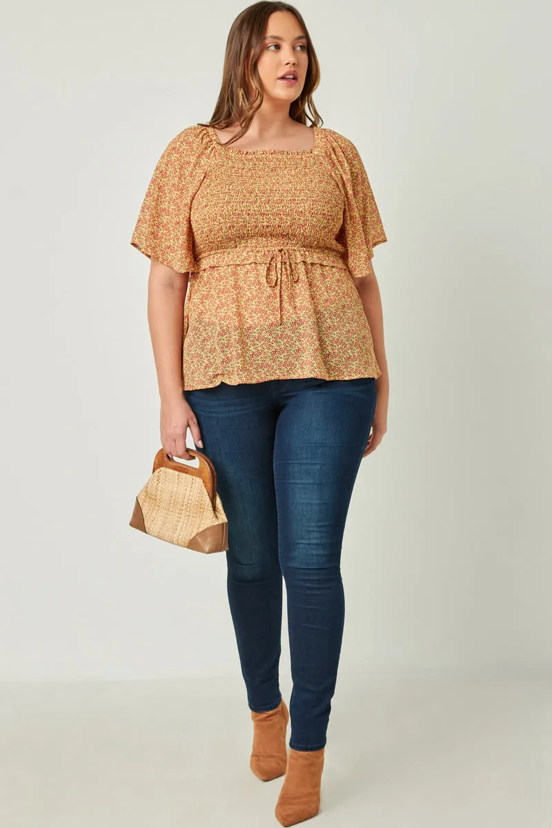 Womens Ditsy Floral Smocked Bust Ruffled Peplum Top sold by Hayden product image thumbnail 2