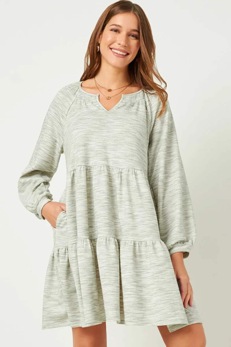 Womens Smocked Notch Marled Waffle Knit Dress sold by Hayden product image thumbnail 3