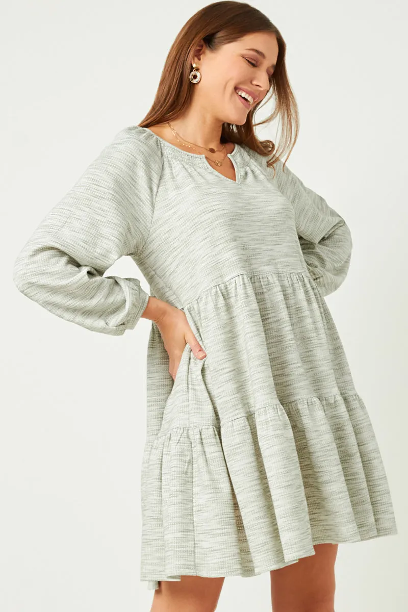 Womens Smocked Notch Marled Waffle Knit Dress sold by Hayden product image thumbnail 4