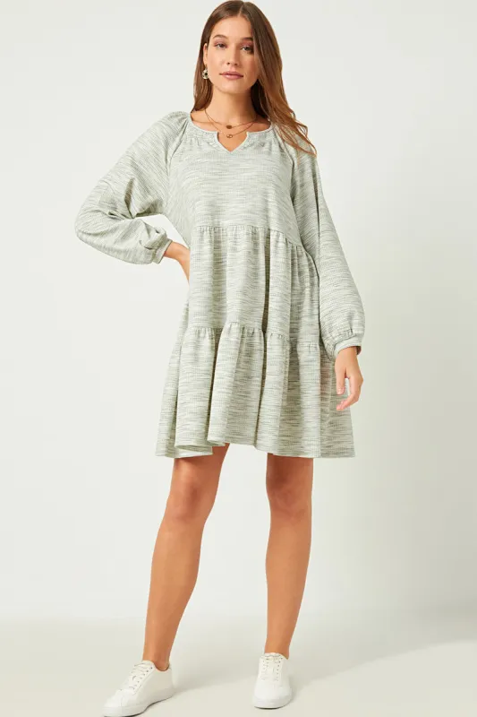 Womens Smocked Notch Marled Waffle Knit Dress sold by Hayden