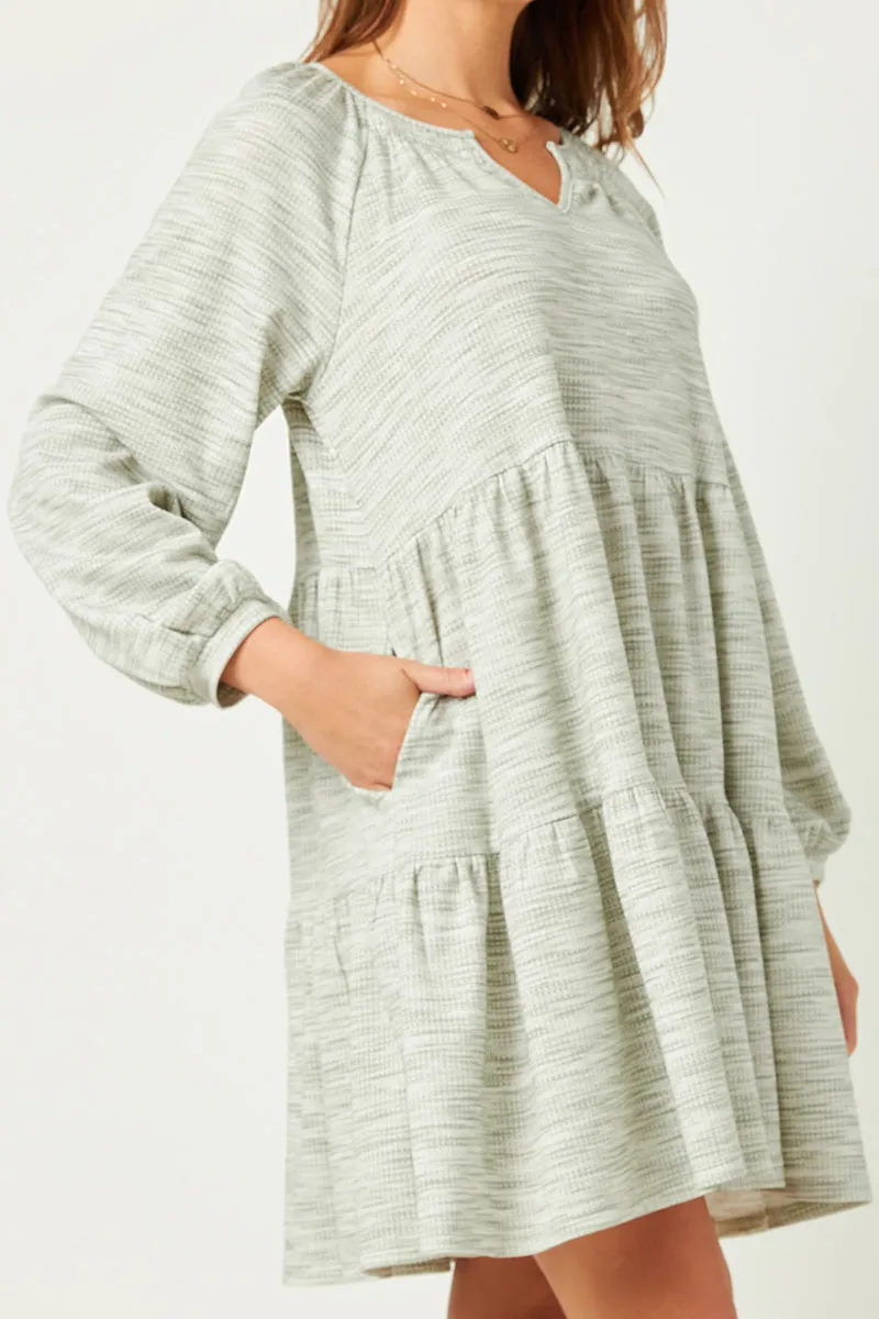 Womens Smocked Notch Marled Waffle Knit Dress sold by Hayden product image thumbnail 5