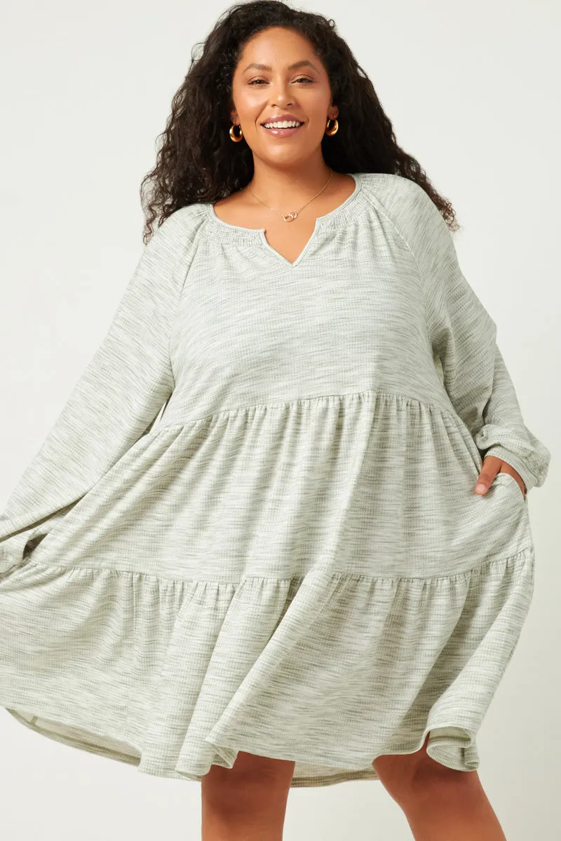 Womens Smocked Notch Marled Waffle Knit Dress sold by Hayden product image thumbnail 2