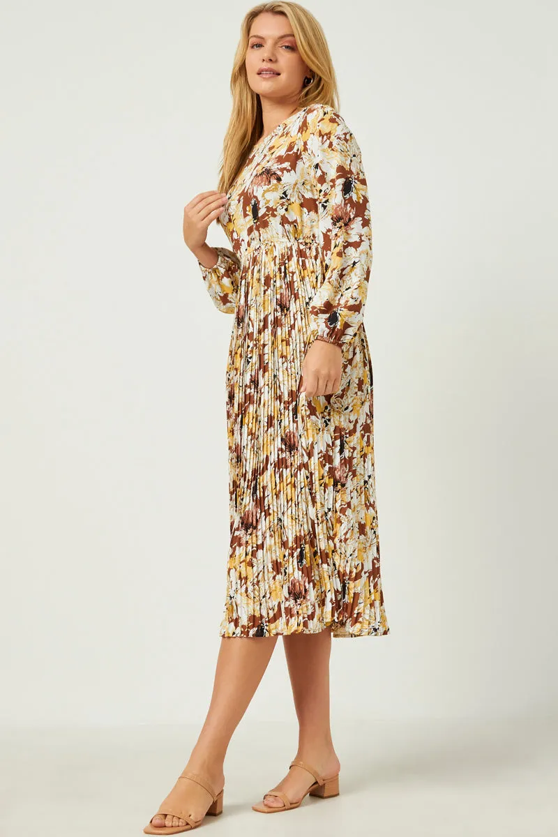 Womens Floral Printed Puff Sleeve Dress With Pleated Skirt sold by Hayden product image thumbnail 4