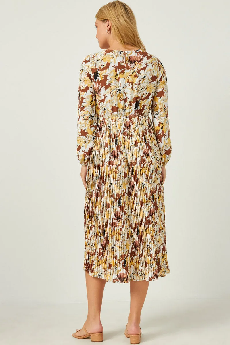 Womens Floral Printed Puff Sleeve Dress With Pleated Skirt sold by Hayden product image thumbnail 5