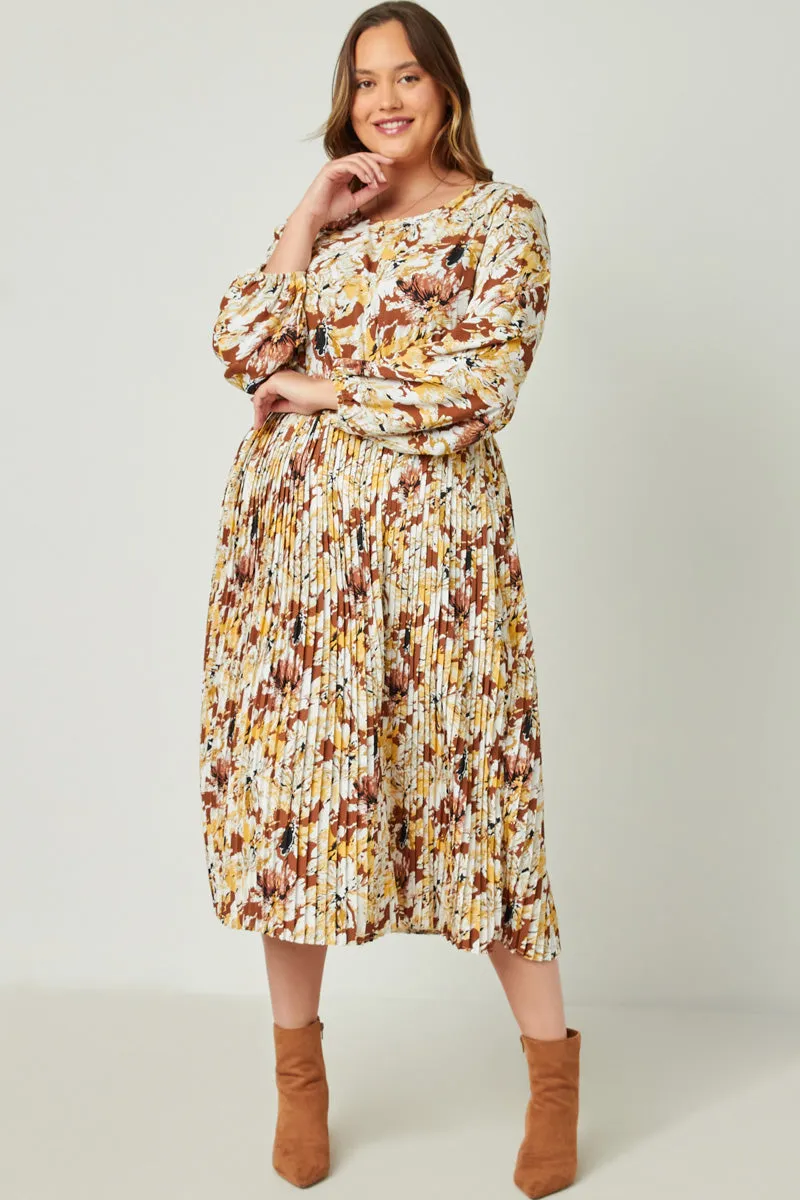 Womens Floral Printed Puff Sleeve Dress With Pleated Skirt sold by Hayden product image thumbnail 2