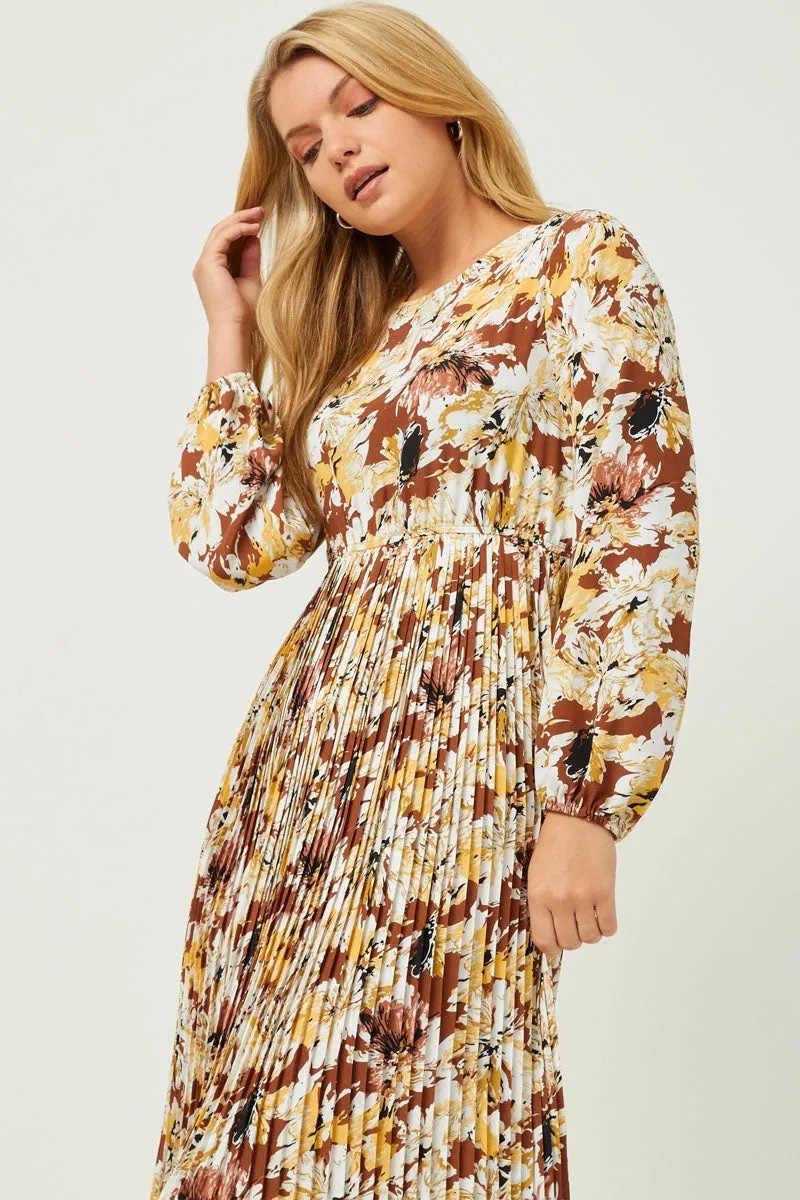 Womens Floral Printed Puff Sleeve Dress With Pleated Skirt sold by Hayden product image thumbnail 3
