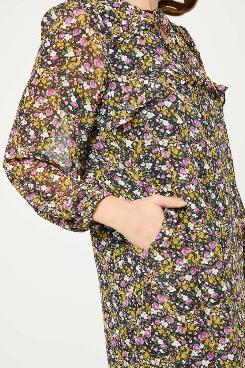 Womens Floral Chiffon Ruffled Bodice Dress sold by Hayden product image thumbnail 5