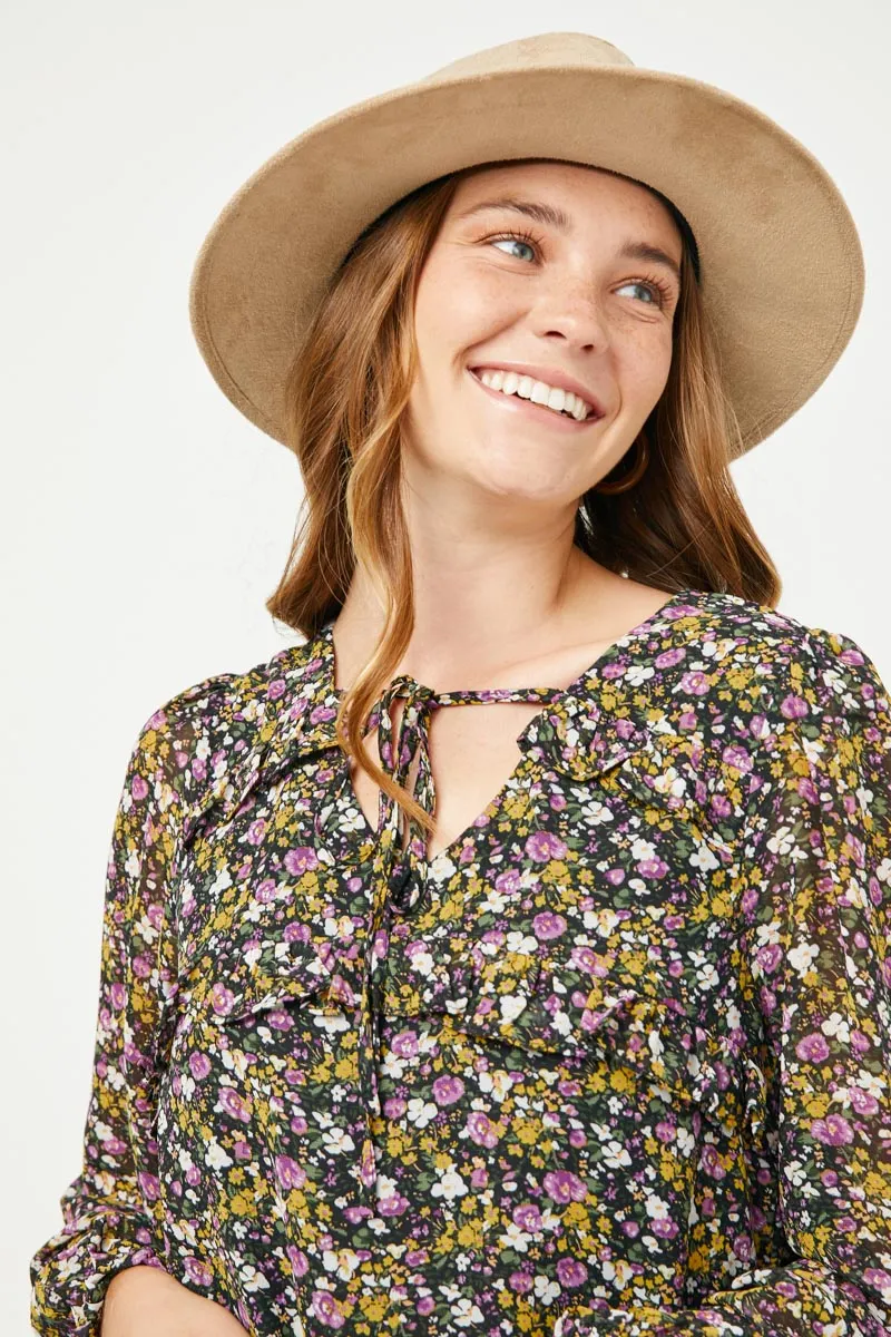 Womens Floral Chiffon Ruffled Bodice Dress sold by Hayden product image thumbnail 3