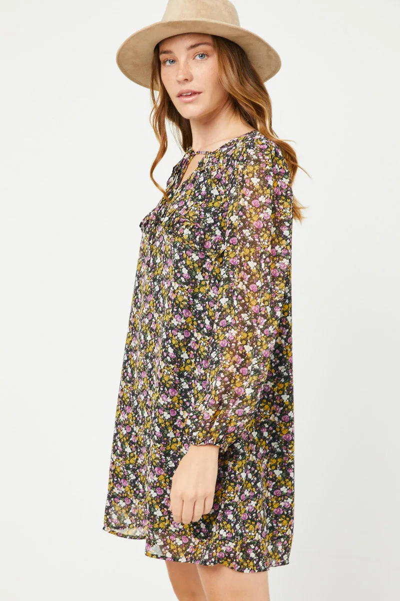 Womens Floral Chiffon Ruffled Bodice Dress sold by Hayden product image thumbnail 4