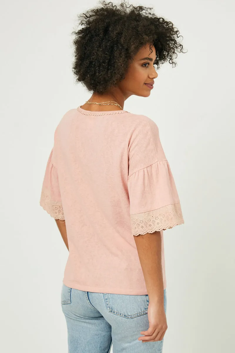 Womens Lace Trim Bell Sleeve Top sold by Hayden product image thumbnail 3