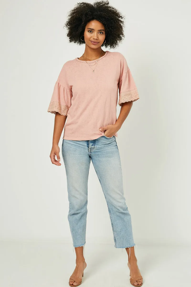 Womens Lace Trim Bell Sleeve Top sold by Hayden product image thumbnail 4
