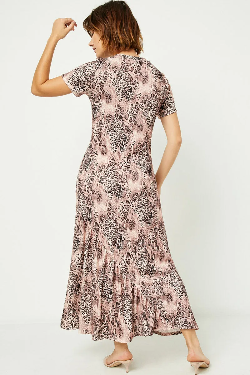 Womens Leopard Print Asymmetric Ruffle Hem Knit Dress sold by Hayden product image thumbnail 4