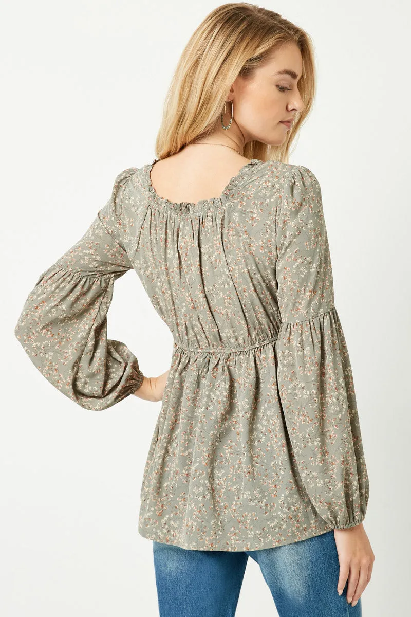 Womens Floral Print Smock Bodice Square Neck Top sold by Hayden product image thumbnail 4