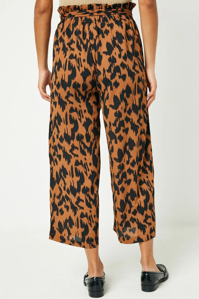 Womens Animal Print Tie Waist Paperbag Wideleg Pants sold by Hayden product image thumbnail 4