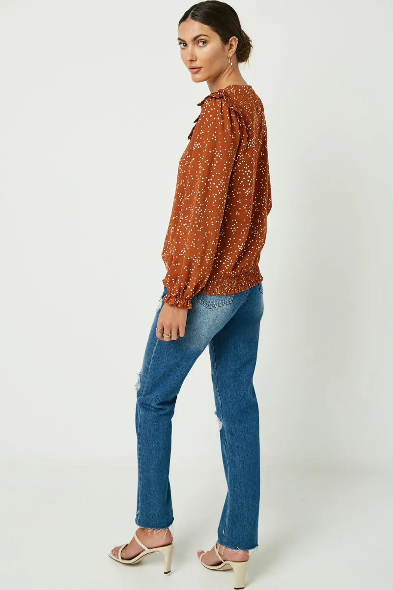 Womens Abstract Dot Ruffle Bib Top sold by Hayden product image thumbnail 4