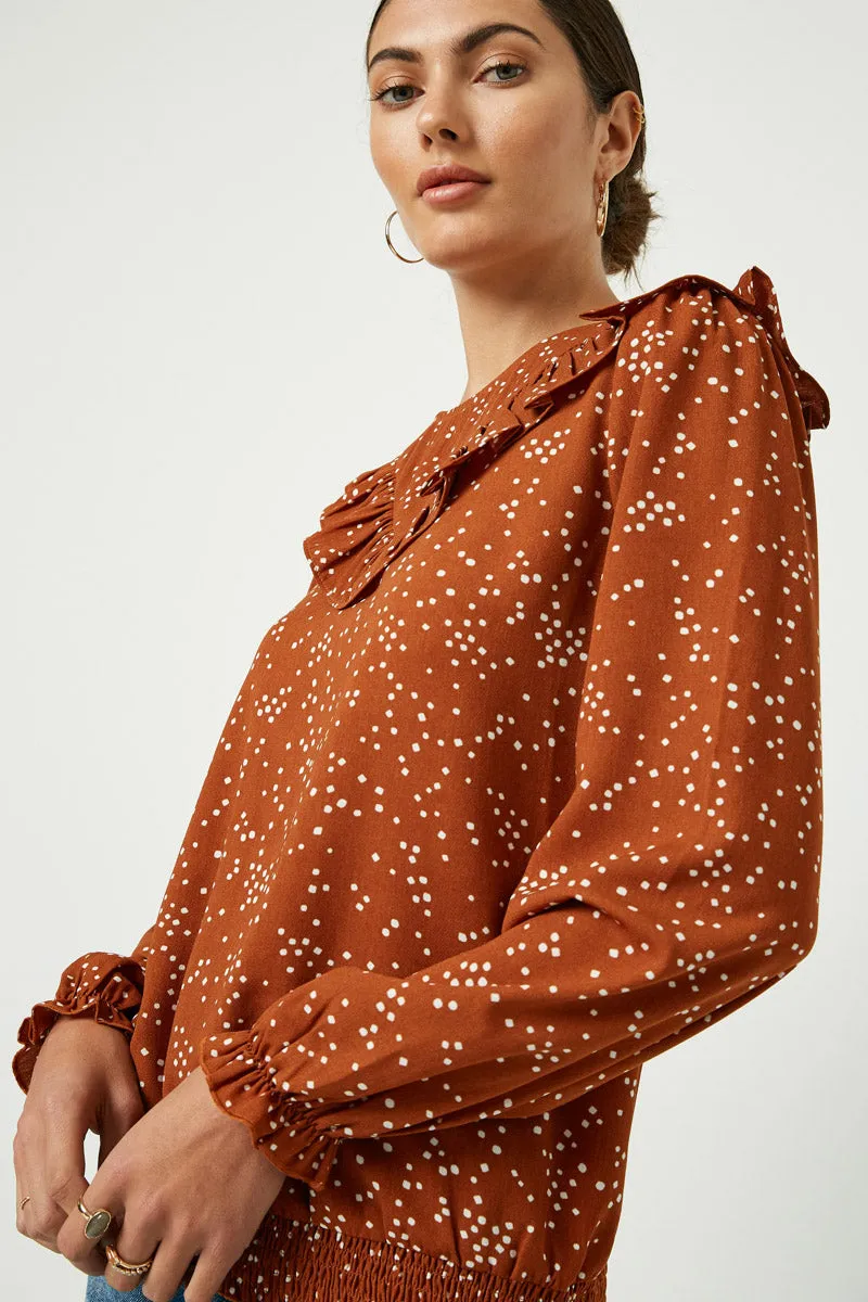 Womens Abstract Dot Ruffle Bib Top sold by Hayden product image thumbnail 3