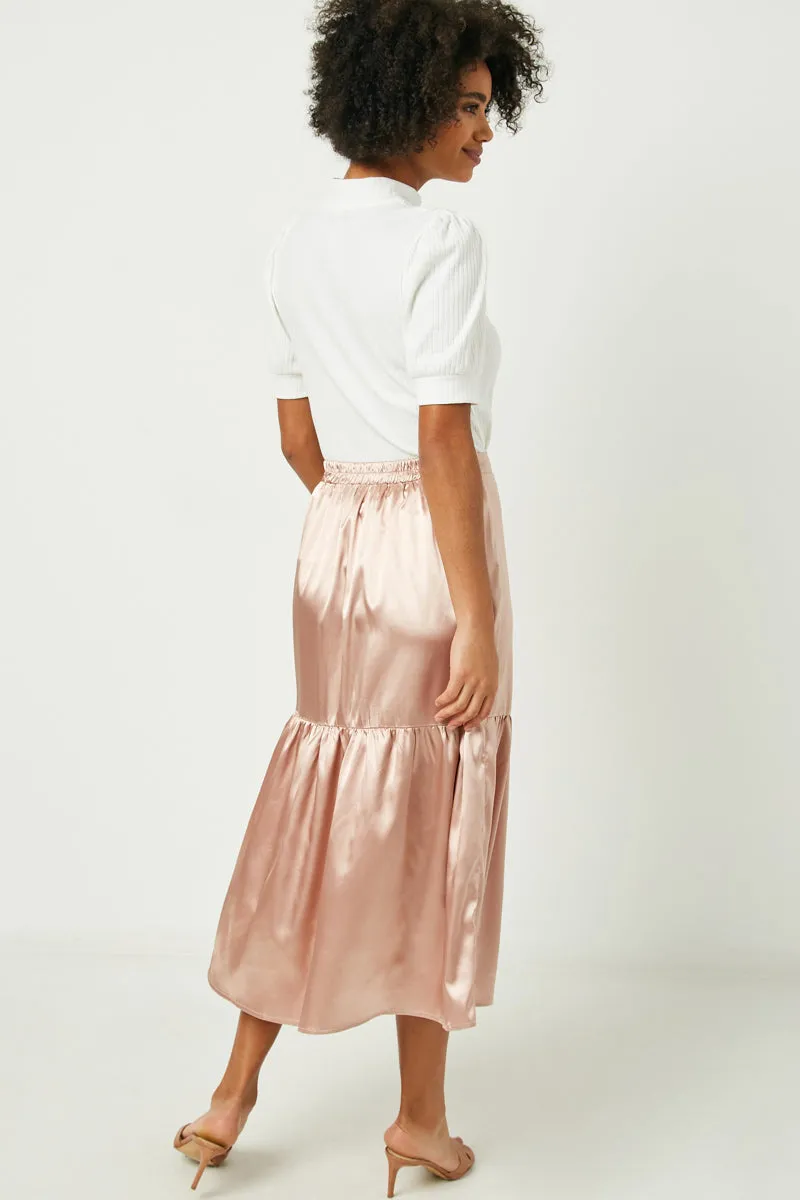 Womens Satin Tiered Midi Skirt sold by Hayden product image thumbnail 4