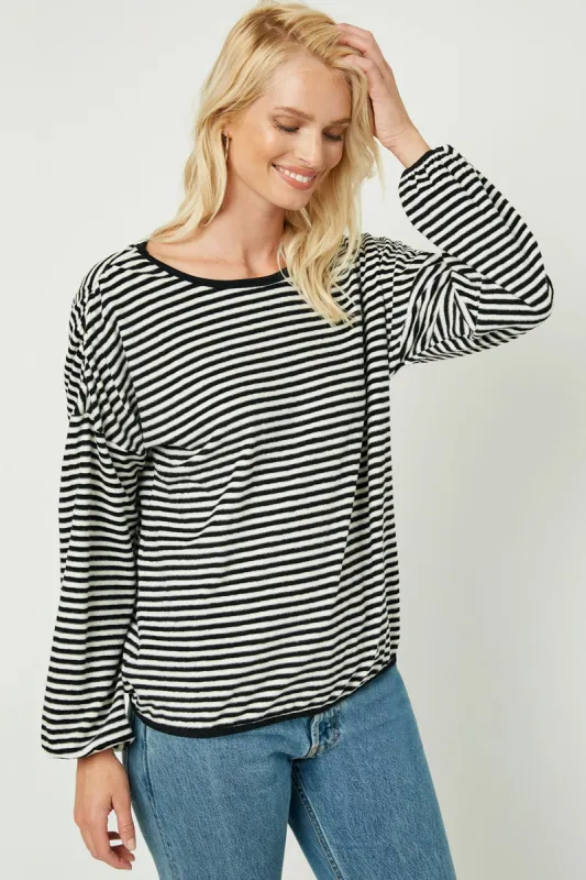 Womens Brushed Drop Shoulder Striped Tee sold by Hayden