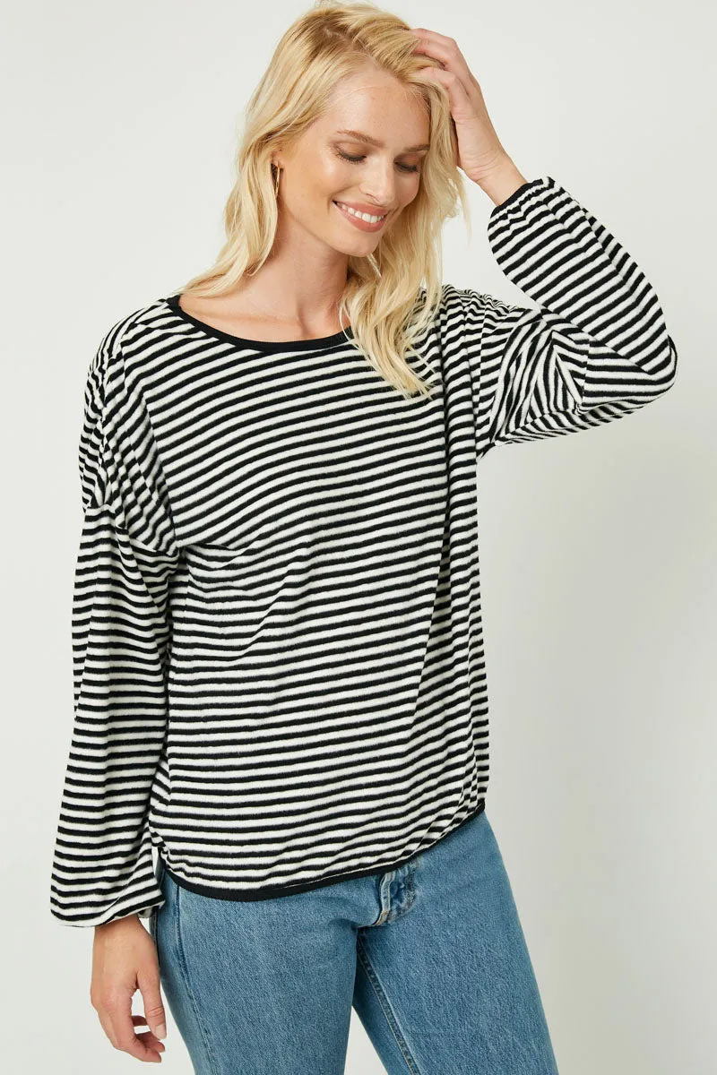 Womens Brushed Drop Shoulder Striped Tee sold by Hayden