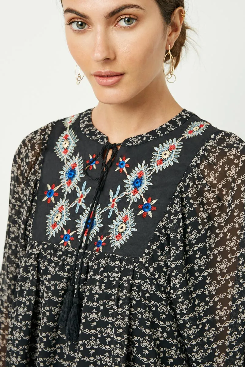 Womens Embroided Yoke Printed Tunic sold by Hayden product image thumbnail 3