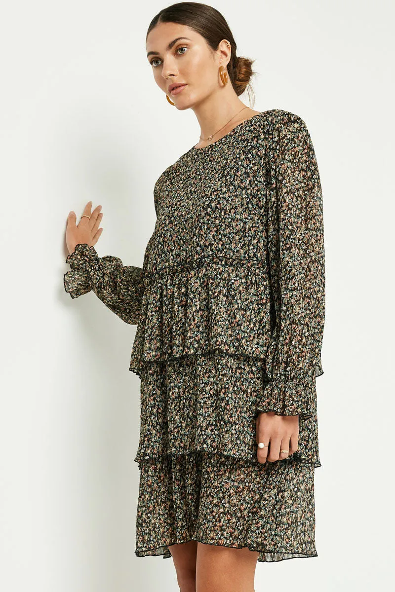 Womens Floral Ditsy Print Tiered Mini Dress sold by Hayden product image thumbnail 2