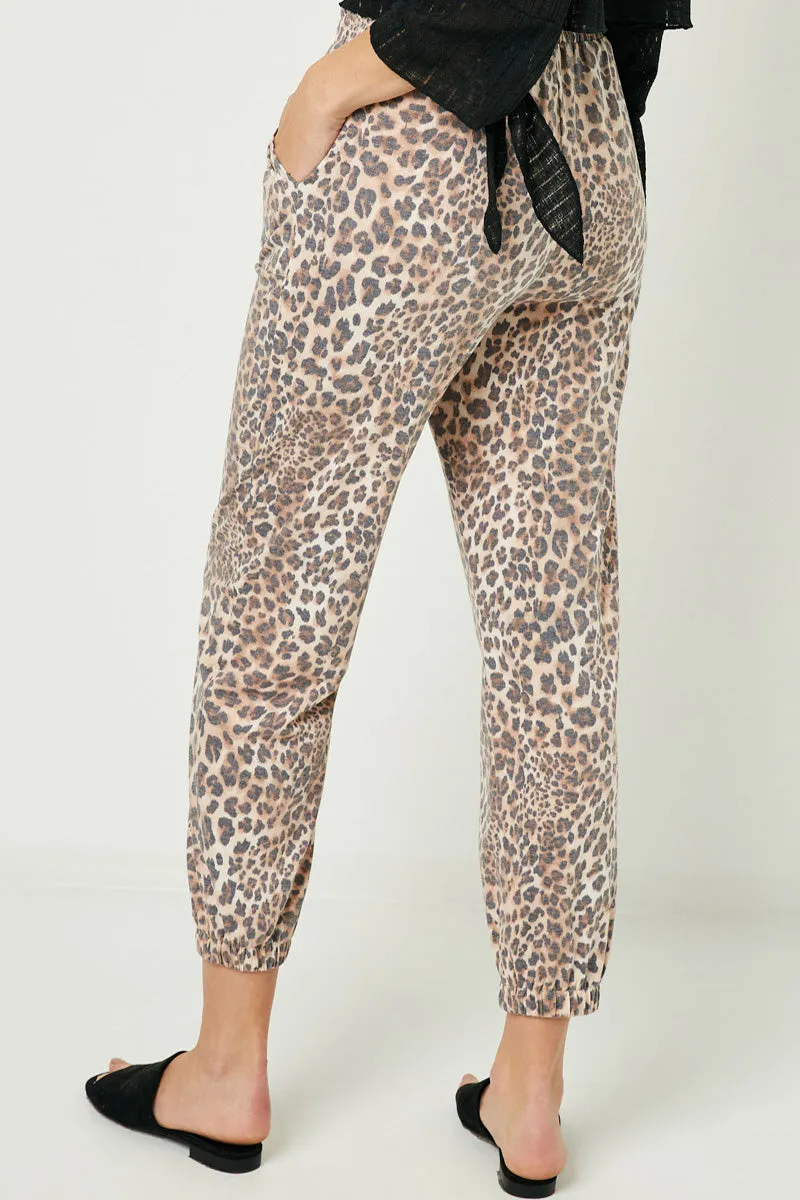 Womens Washed Leopard Print Side Pocket Joggers sold by Hayden product image thumbnail 4
