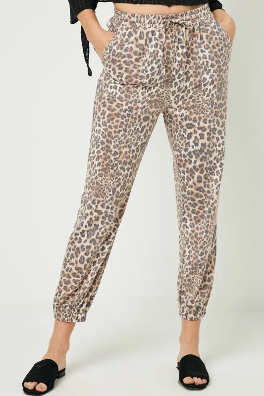 Womens Washed Leopard Print Side Pocket Joggers sold by Hayden