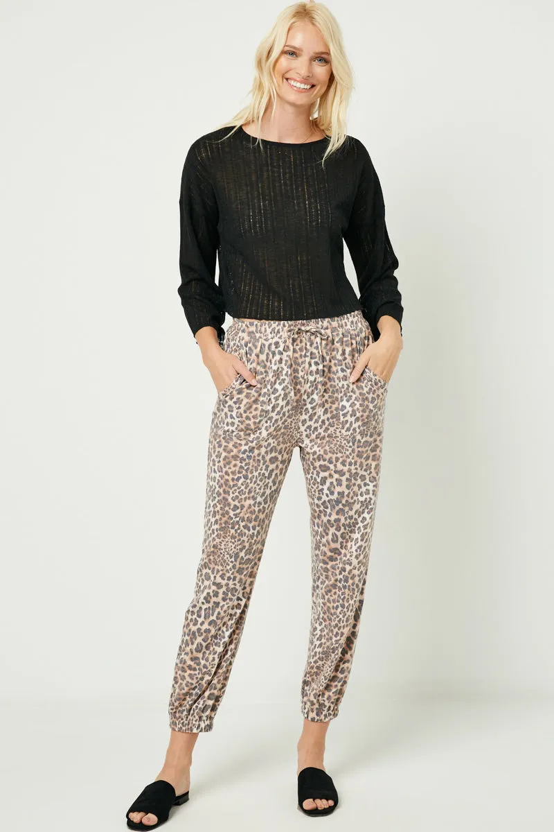 Womens Washed Leopard Print Side Pocket Joggers sold by Hayden product image thumbnail 2