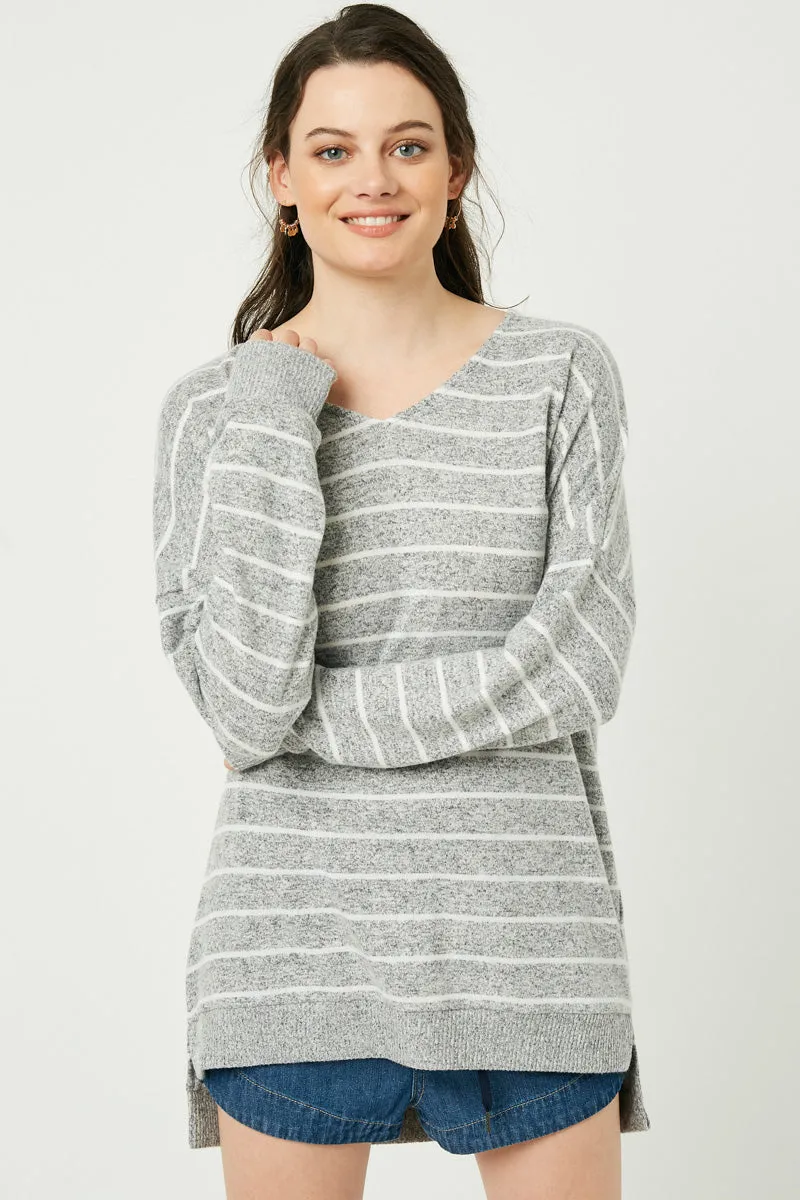 Womens Long Sleeve Striped V-Neck Top sold by Hayden product image thumbnail 3