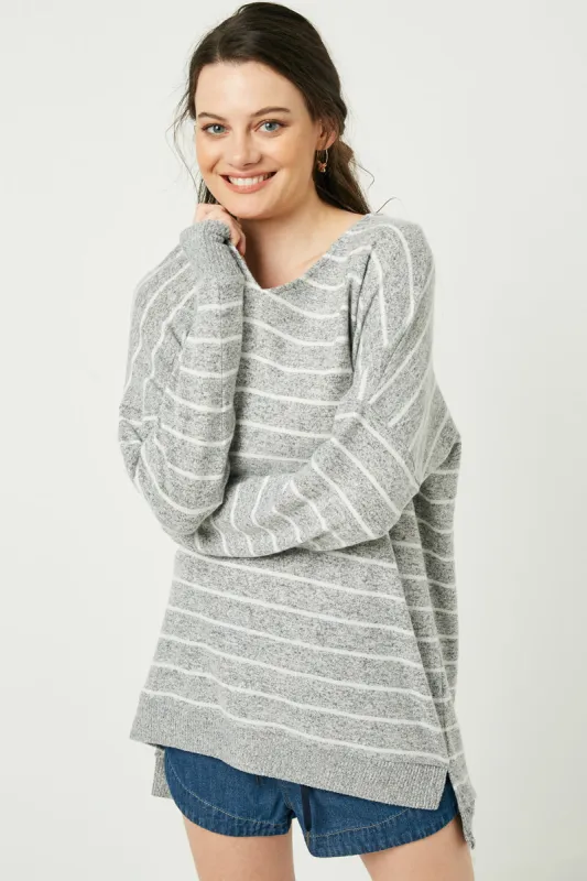 Womens Long Sleeve Striped V-Neck Top sold by Hayden