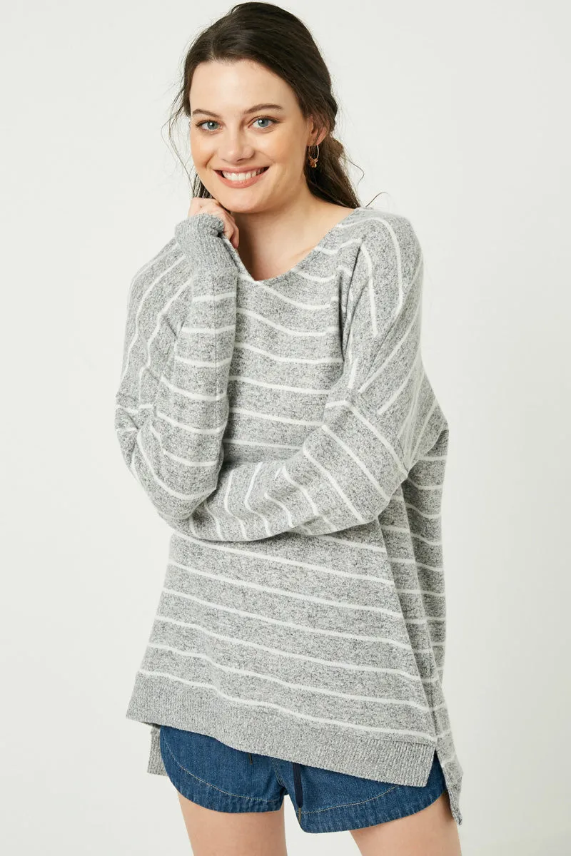 Womens Long Sleeve Striped V-Neck Top sold by Hayden