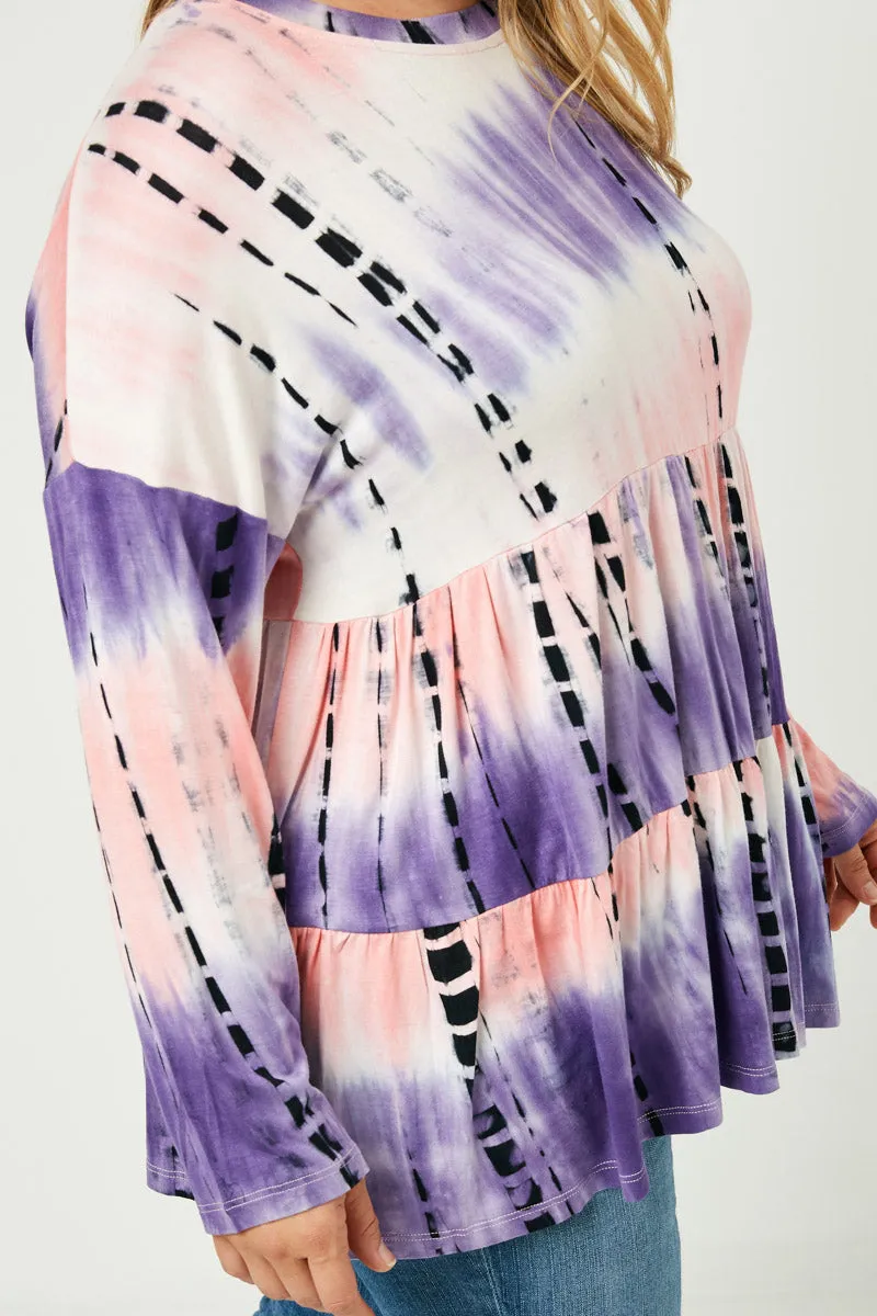 Womens Long Sleeve Tie Dye Tiered Top sold by Hayden product image thumbnail 5