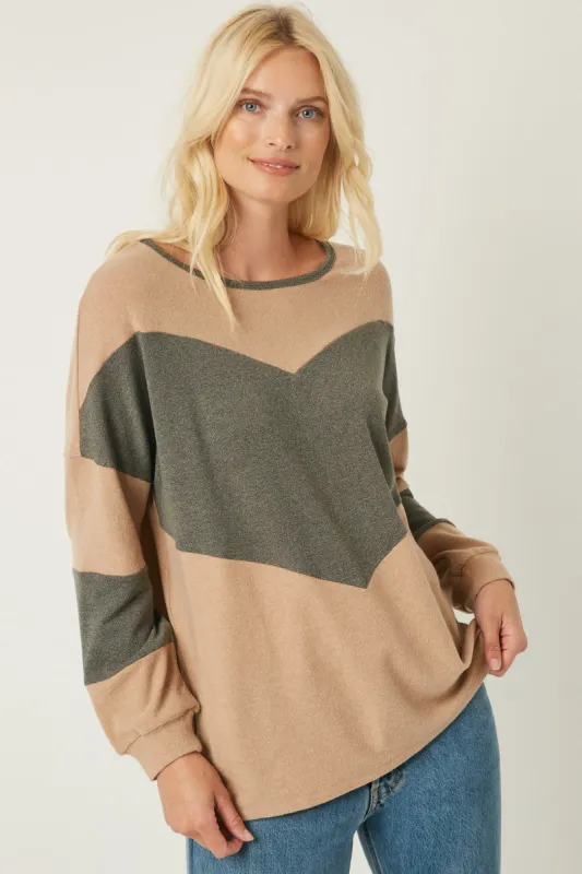 Womens Contrast Panel Soft Knit Top sold by Hayden